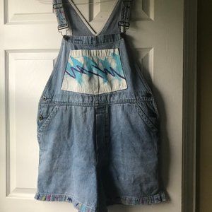 Thirfted (Then Painted) 90's Style Overall Shorts